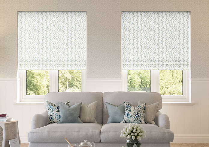 Boughton Faux Silk, Blue - Motorised Roman Blind - Image 3